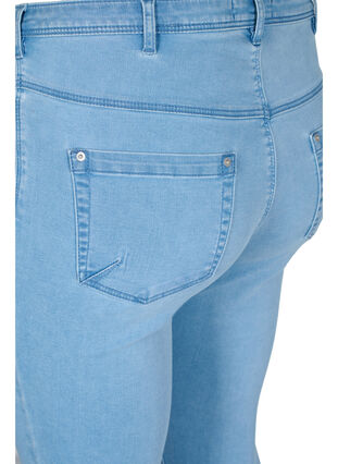Croppade Amy jeans med blixtlås, Light blue denim, Packshot image number 3