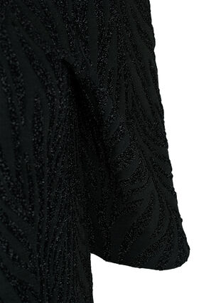 Mönstrad klänning med glitter och korta ärmar, Black/Black Lurex, Packshot image number 3