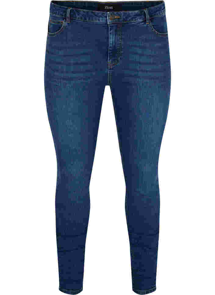 Super slim Amy jeans med hög midja, Blue denim, Packshot image number 0