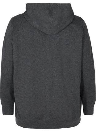 Sweatshirt med huva och tryck, Black, Packshot image number 1