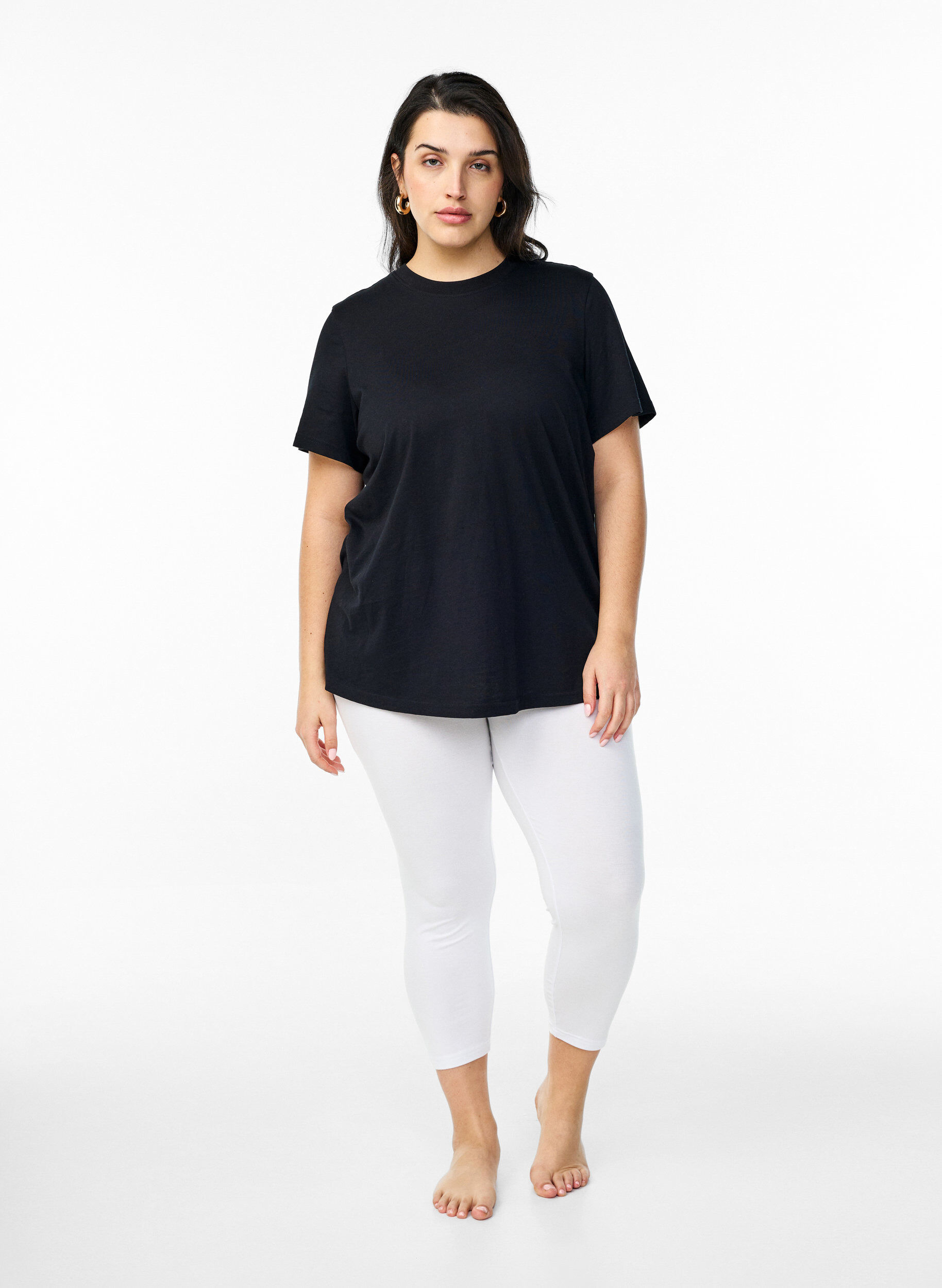 Zizzi 3/4 bas-leggings, Vit, Model image number 1