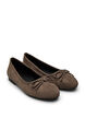 Wide fit - Ballerina i mockaimitation med rosett, Brun, Packshot image number 1