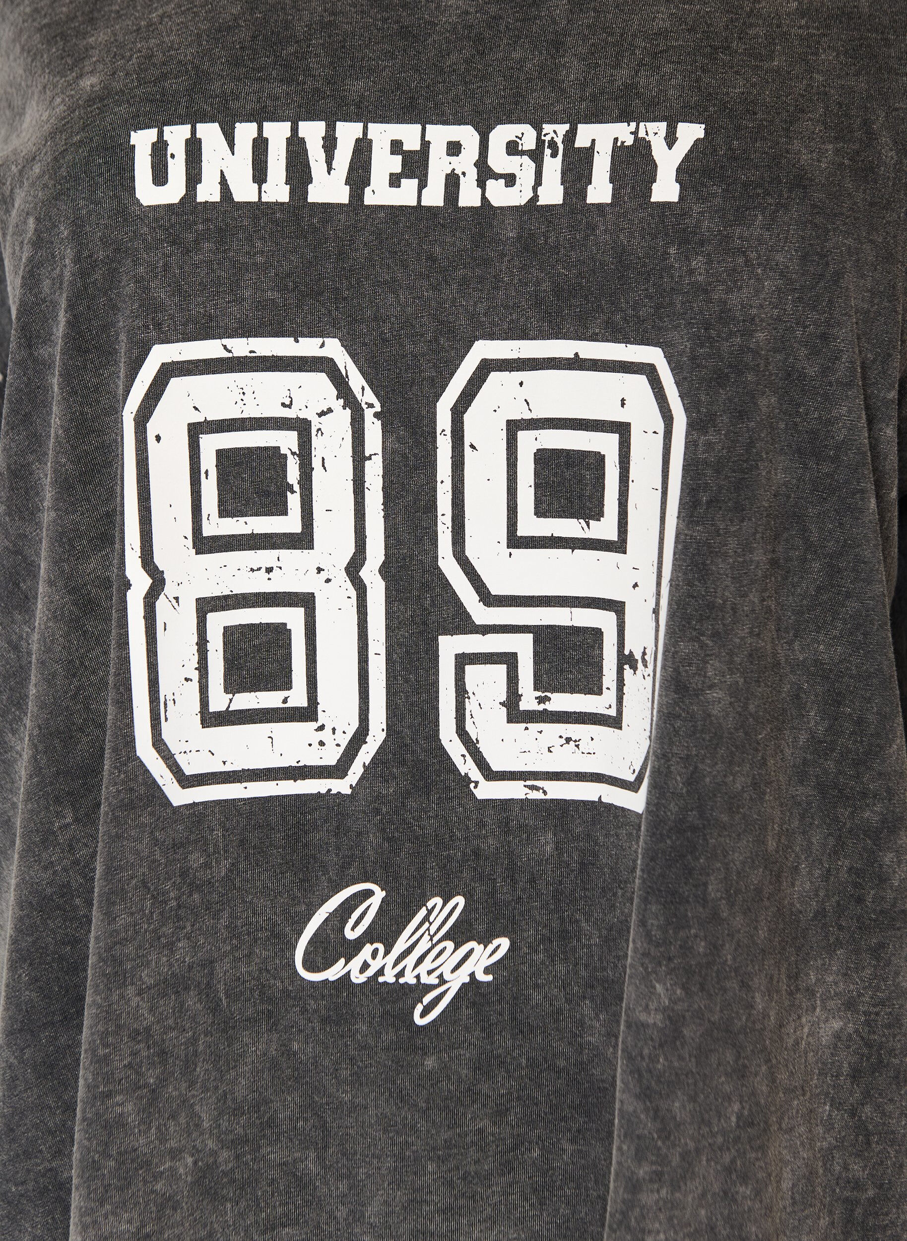 ZizziOversized t-shirt i ekologisk bomull med collegetryck, Svart, Packshot image number 2