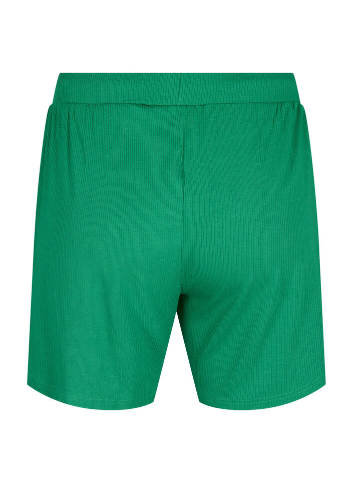 Löst sittande viskosshorts med ribbad kant, Jolly Green, Packshot image number 1