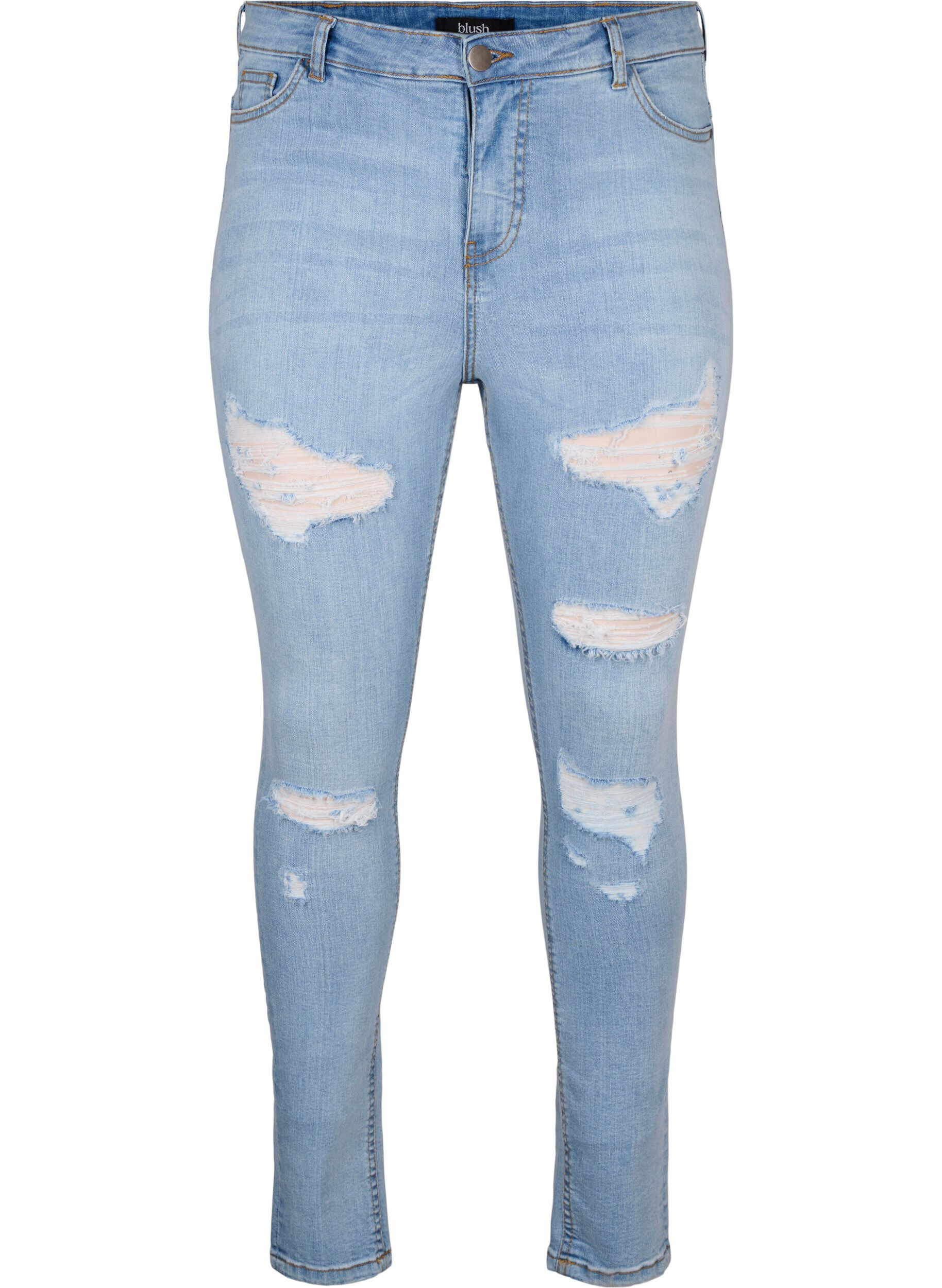 Zizzi Slim fit-jeans med n&ouml;tta detaljer, Light Blue, Packshot image number 0