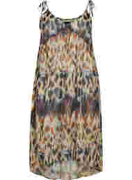 Blommig strandklänning med axelband, Abstract Leopard
