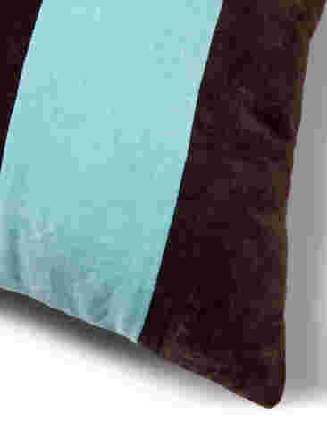 Randigt kuddfodral i velour, Seal Brown Comb, Packshot image number 2