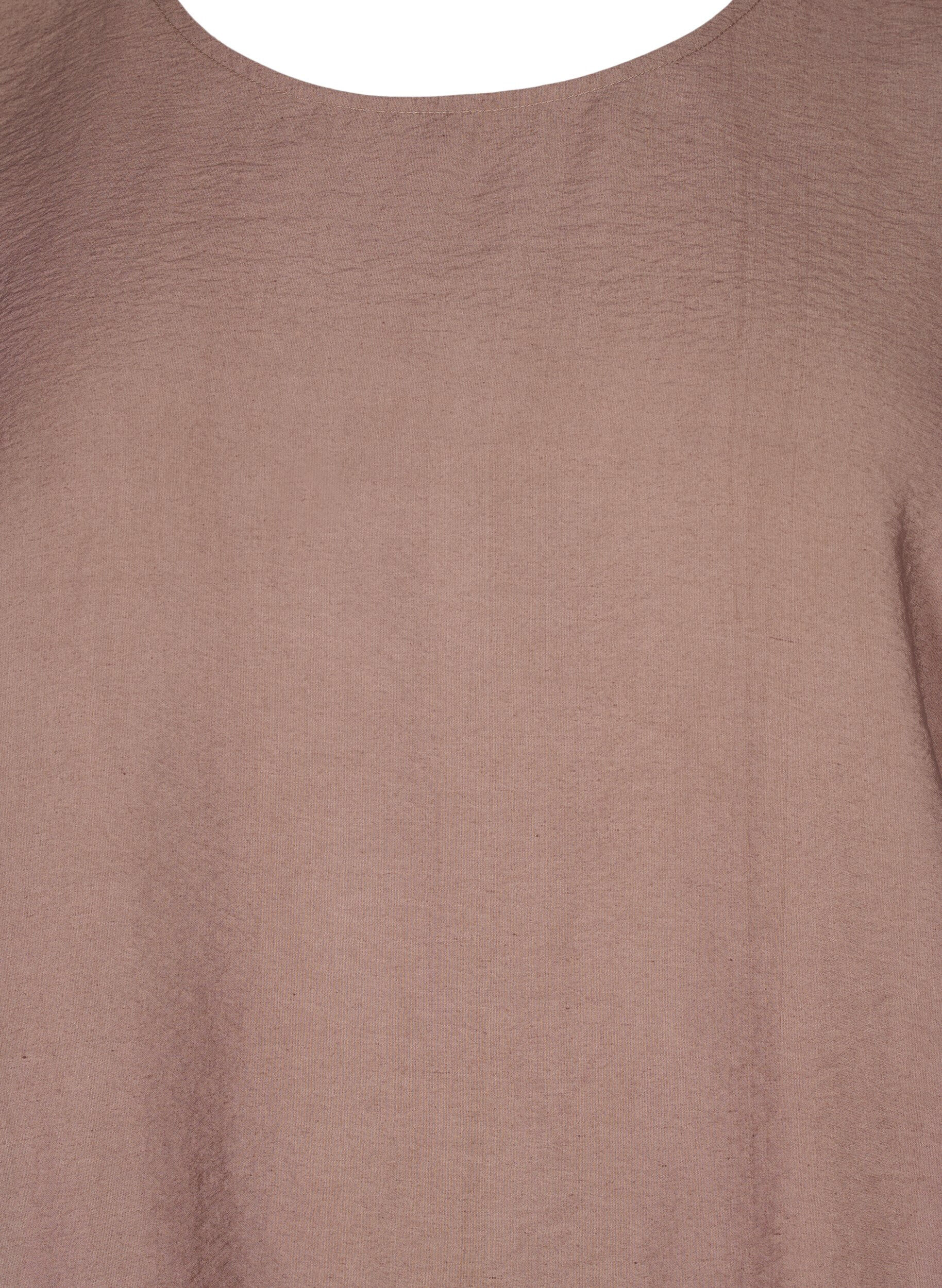 Zizzi Kort&auml;rmad blus med elastisk f&aring;ll, Brun, Packshot image number 2