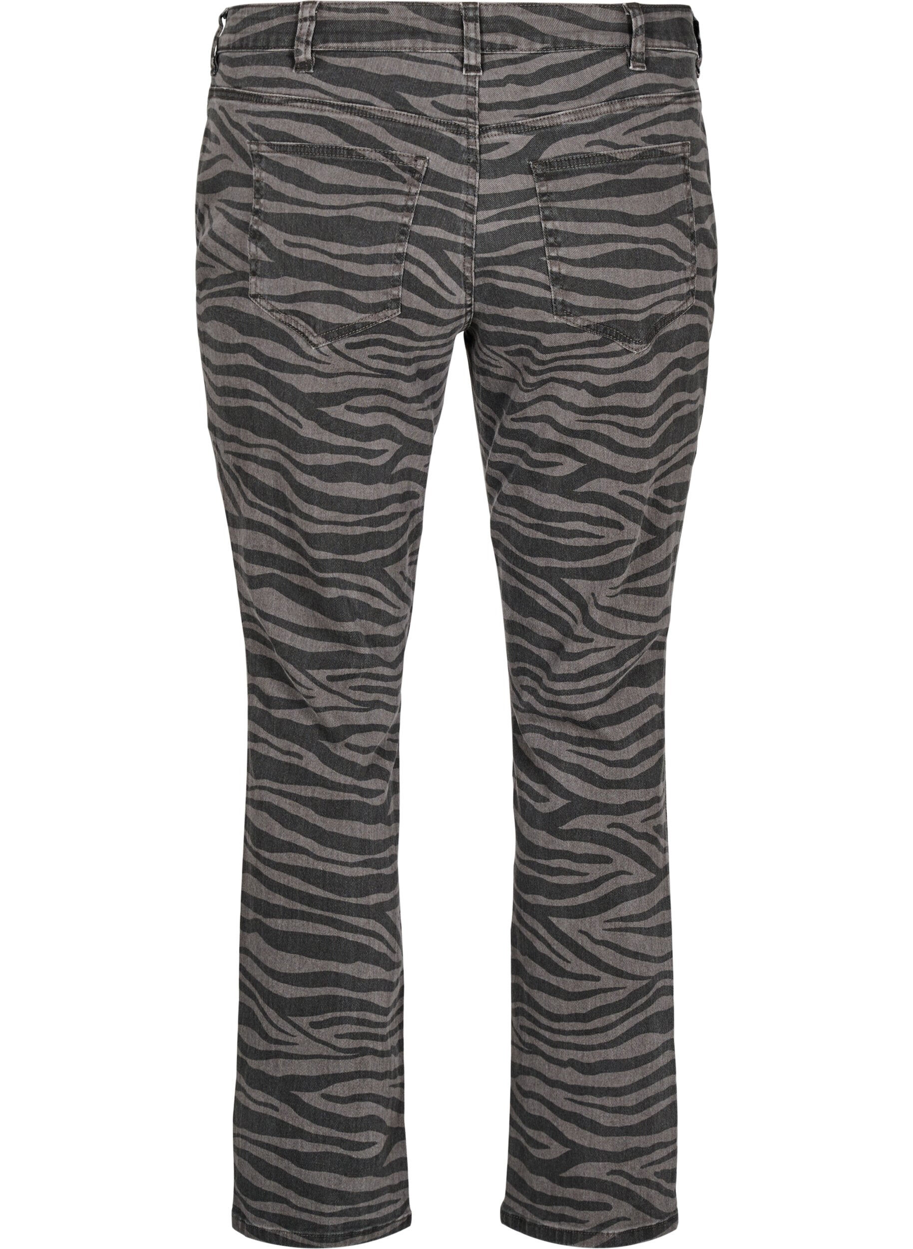 Zizzi Emily-jeans med leopardm&ouml;nster, Svart, Packshot image number 1