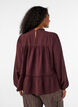 Blus med broderi och h&aring;lbroderad kantning, M&ouml;rk Bordeaux, Model image number 2