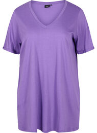 Enfärgad oversize t-shirt med v-hals, Deep Lavender