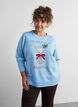 Stickad blus med julmotiv, Bl&aring;, Model image number 0