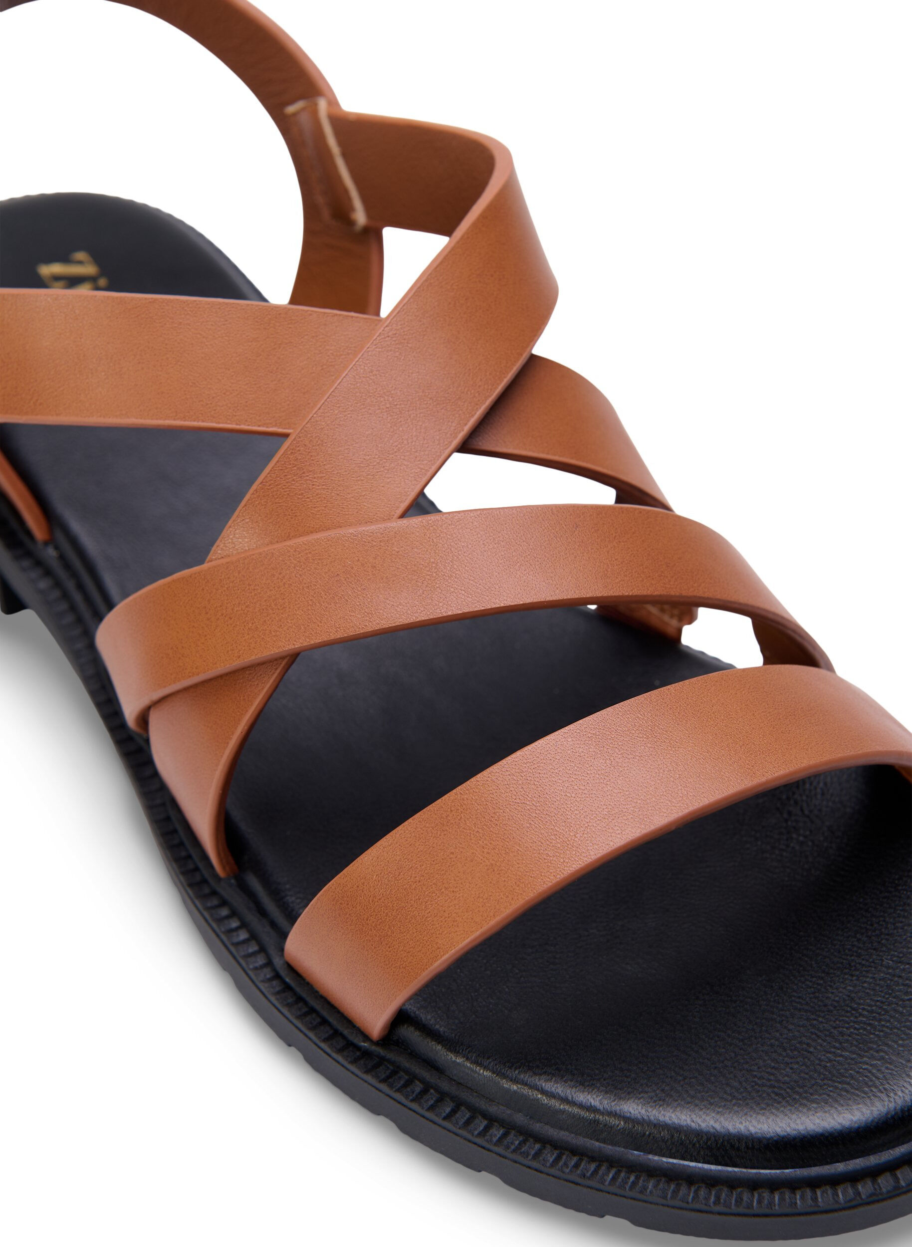 Zizzi Sommarsandal i l&auml;der med bred passform, Friar Brown, Packshot image number 3