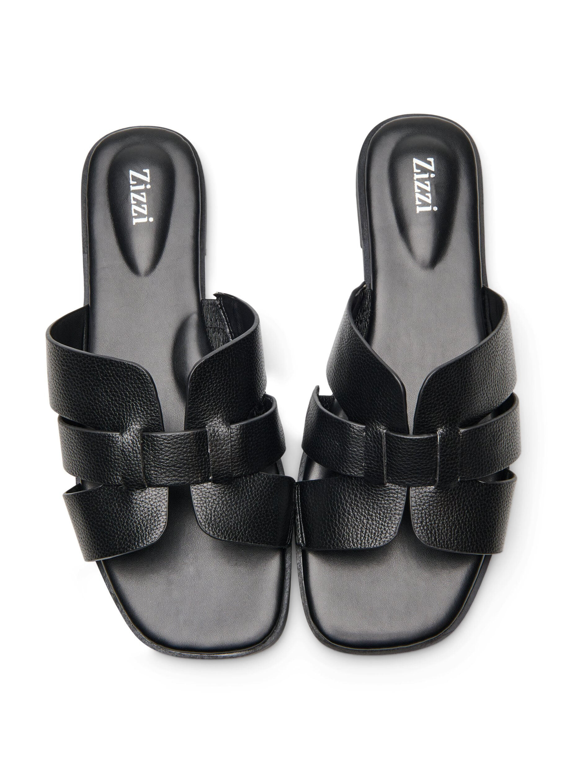 Zizzi Sandal med breda remmar och fyrkantig t&aring;, Svart, Packshot image number 2