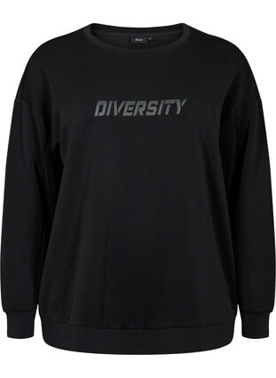Sweatshirt med texttryck, Black, Packshot image number 0