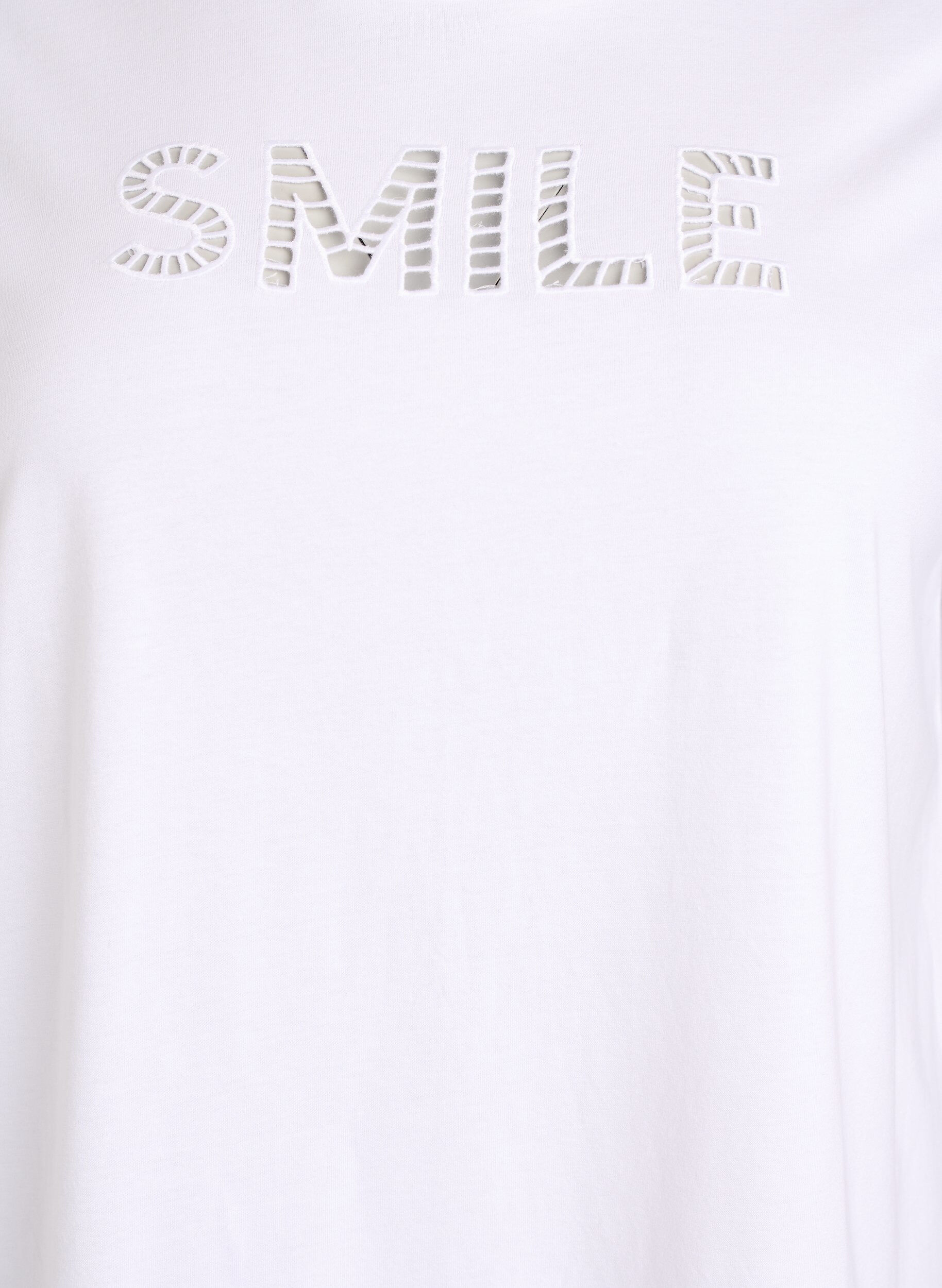 Zizzi T-shirt i bomull med broderad text, Vit, Packshot image number 2