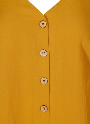 Viskosblus med knappar och v-ringning, Harvest Gold, Packshot image number 2
