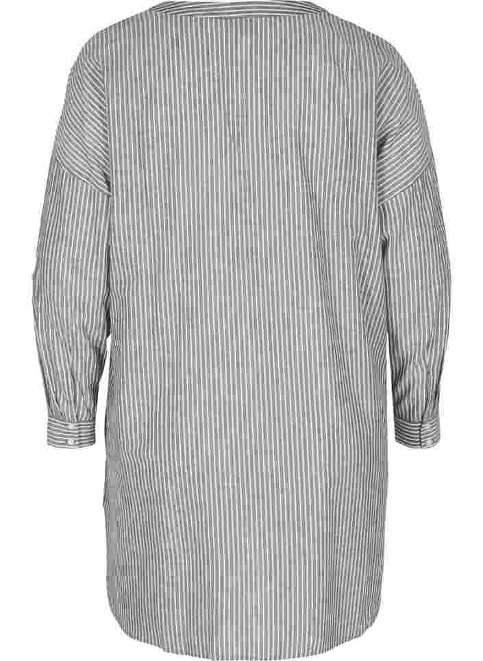 Randig skjorta i 100% bomull, Black Stripe, Packshot image number 1