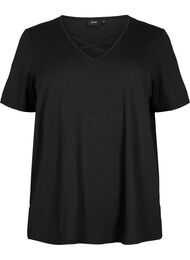 V-ringad t-shirt med snör-detaljer, Black