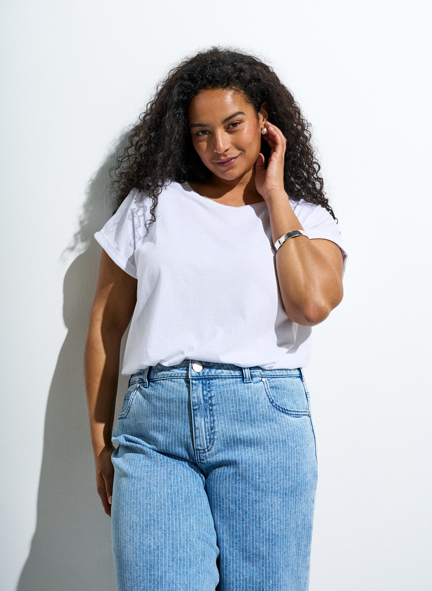 Kort&auml;rmad t-shirt i bomullsmix