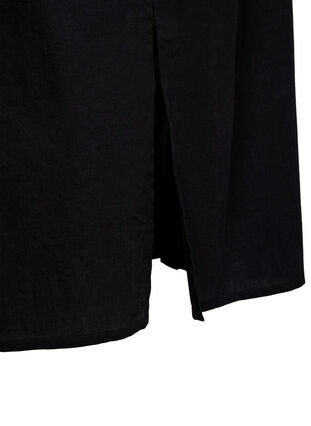 Lång skjorta i bomullsblandning med linne, Black, Packshot image number 3