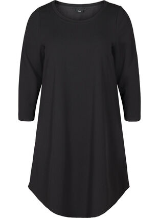 Enfärgad klänning med a-form, Black, Packshot image number 0