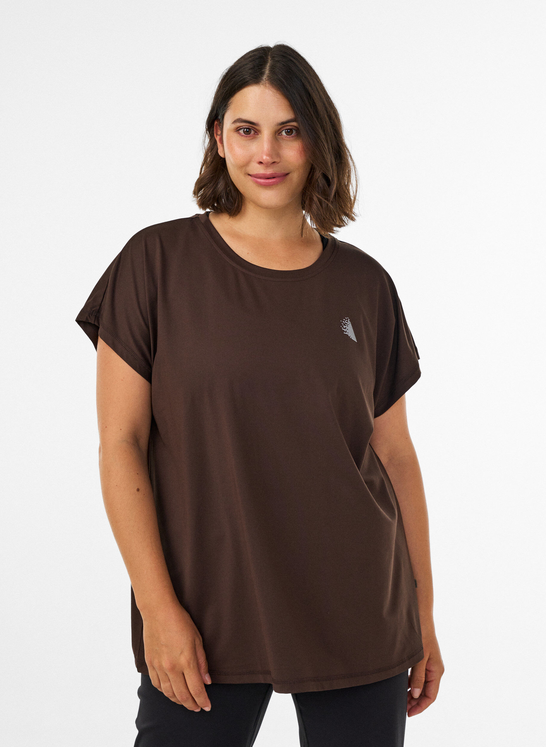 Enf&auml;rgad tr&auml;nings-T-shirt, Brun, Model