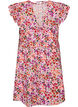 Blommig kl&auml;nning i bomull med volanger och v-ringning, Rosa, Packshot image number 1