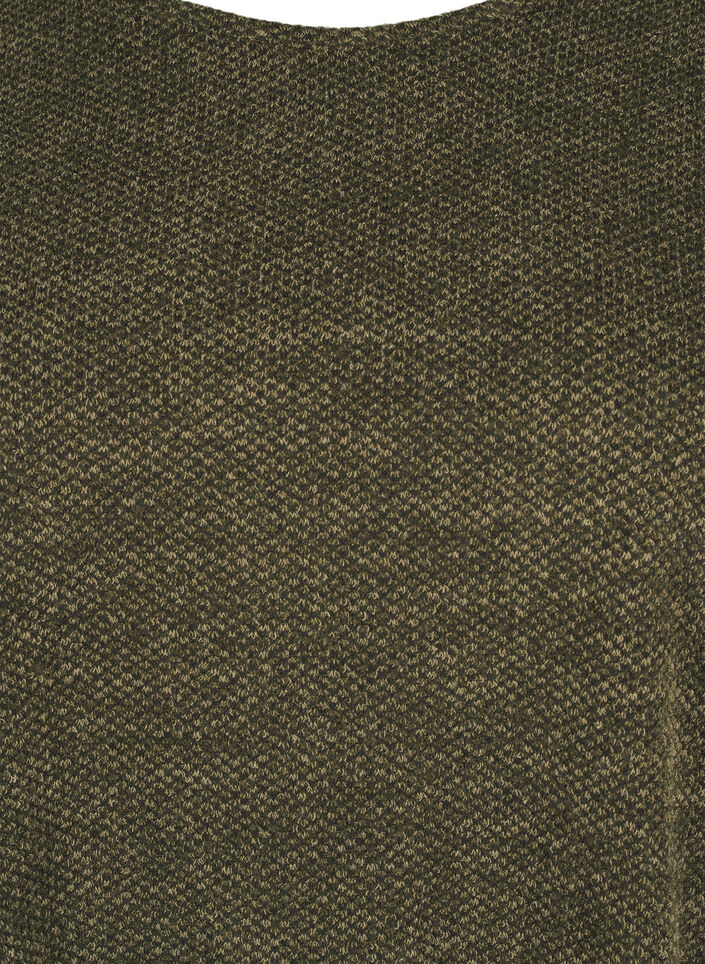 Melange blus med rund halsringning och långa ärmar, Winter Moss, Packshot image number 2