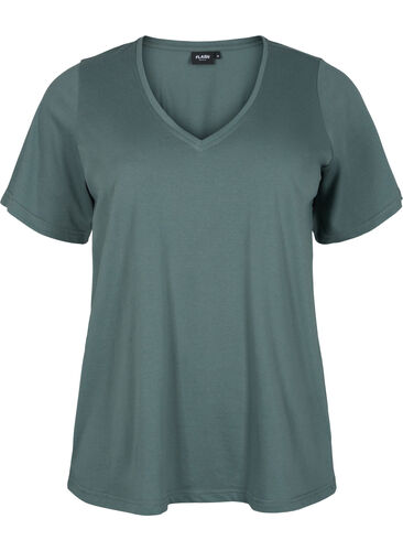 FLASH - V-ringad T-shirt, Balsam Green, Packshot image number 0