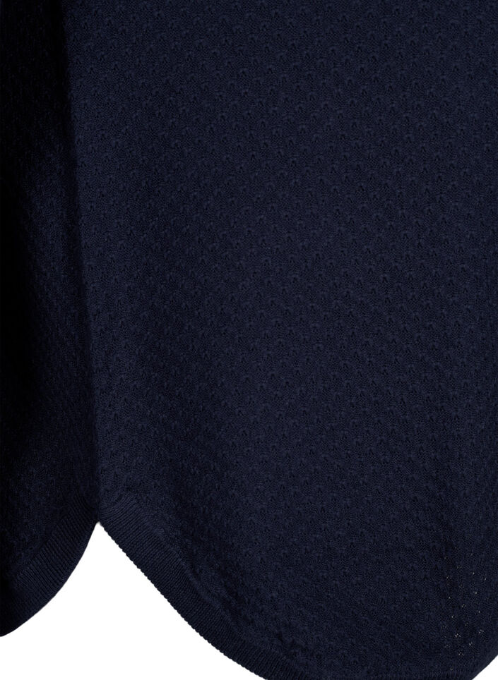 Pullover i ekologisk bomull med strukturmönster, Navy Blazer, Packshot image number 3