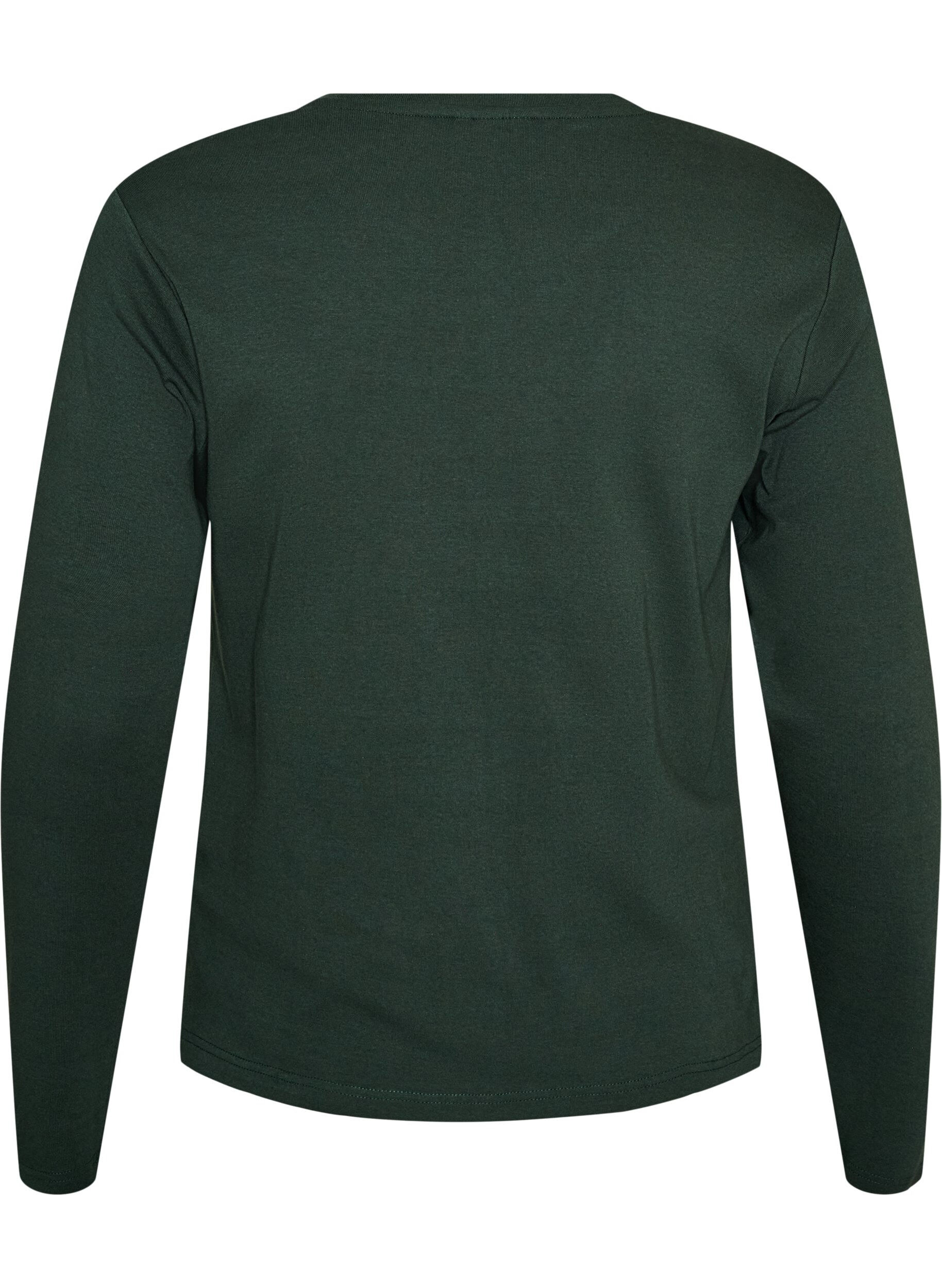 ZizziL&aring;ng&auml;rmad bas-T-shirt med rund hals, Gr&ouml;n, Packshot image number 1