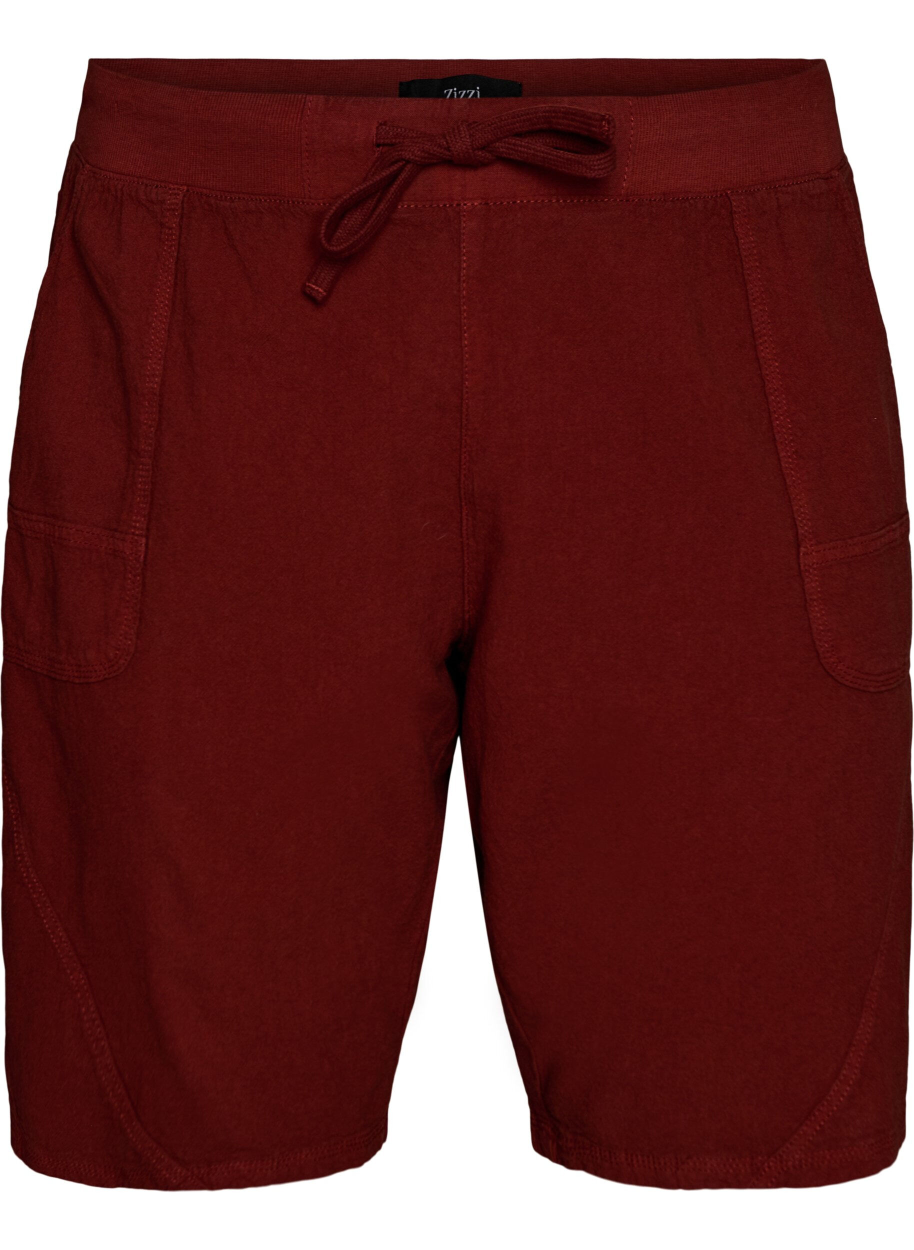 Zizzi L&ouml;sa shorts i bomull med fickor, R&ouml;d, Packshot image number 0