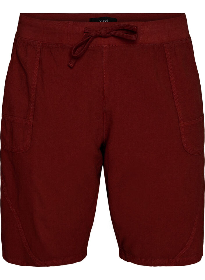 L&ouml;sa shorts i bomull med fickor, R&ouml;d, Packshot image number 0