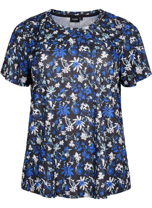 FLASH - t-shirt med blommigt tryck, Black Blue Green AOP, Packshot image number 0