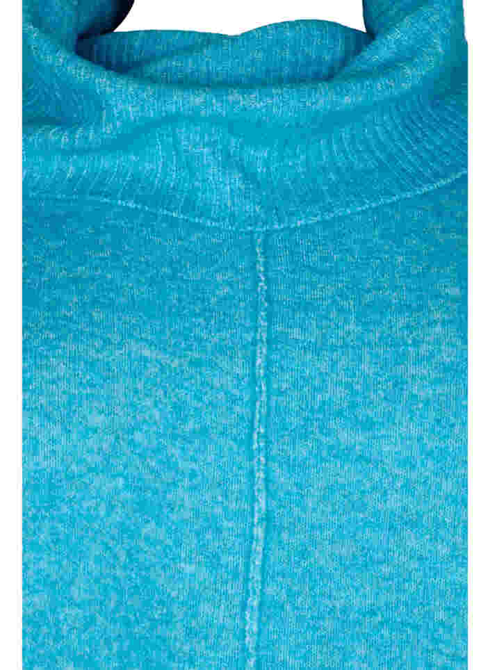Långärmar stickad blus med rullkrage, Malibu Blue Mel., Packshot image number 2