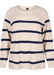 Ribbstickad tröja med ränder, P.Stone/Navy.B.Mel.