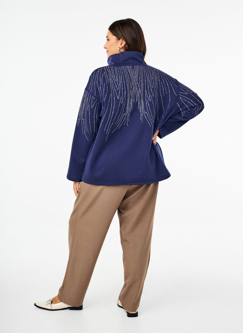 Byxor med hög midja, volanger och knytskärp, Walnut Melange, Model image number 1