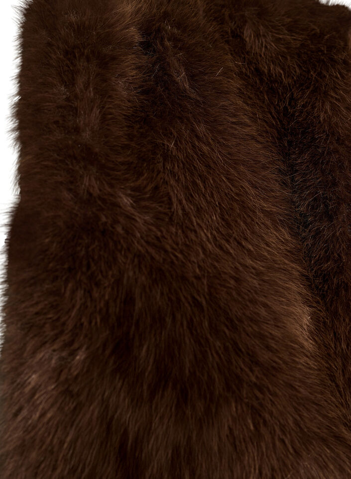 Kort jacka i fuskp&auml;ls med &ouml;ppen framsida, Brun, Packshot image number 2