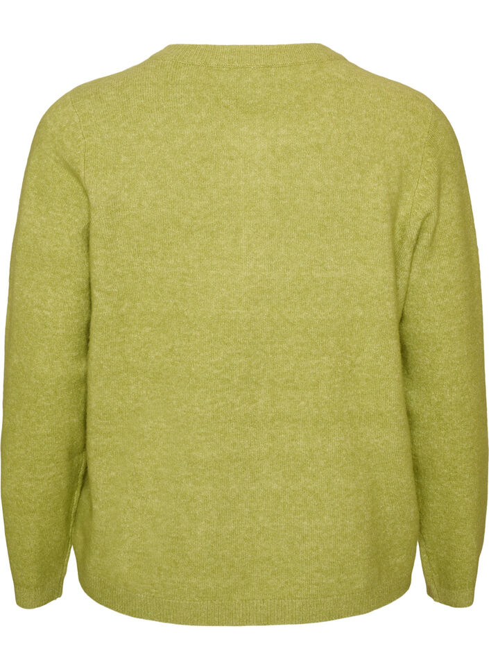 Cardigan med knappar och rundad framtill, Gr&ouml;n, Packshot image number 1