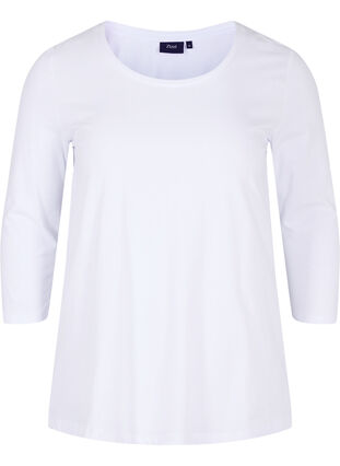 Bas t-shirt med 3/4 ärmar, Bright White, Packshot image number 0