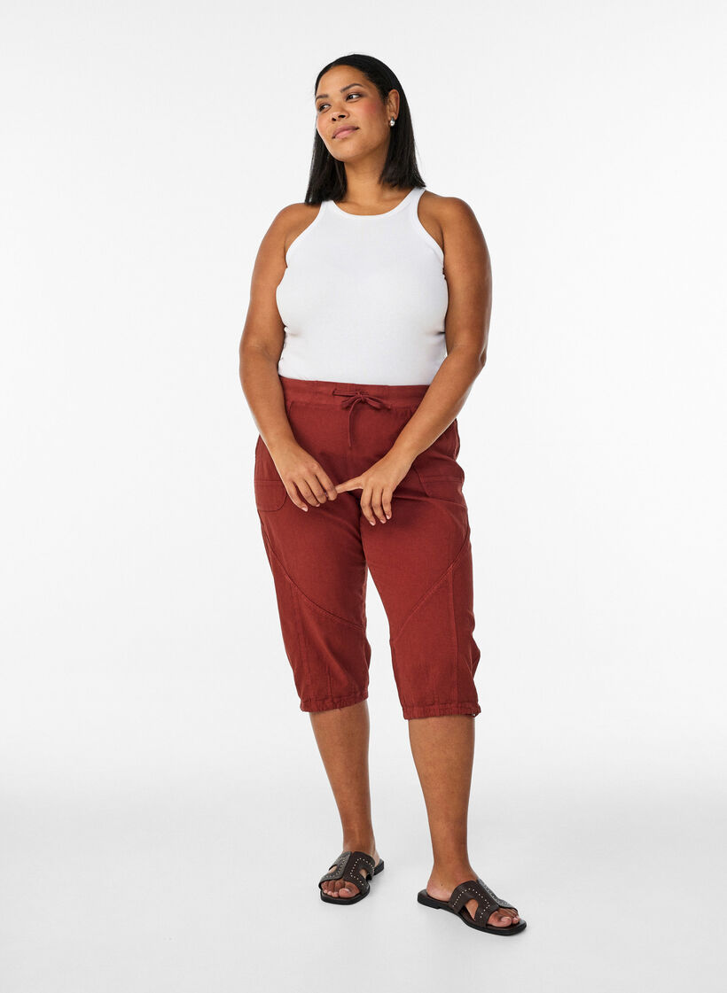 Capribyxor i bomull, R&ouml;d, Model image number 0
