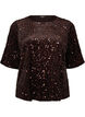 Blus med paljetter och armb&aring;gsl&aring;nga &auml;rmar, Brun, Packshot image number 0