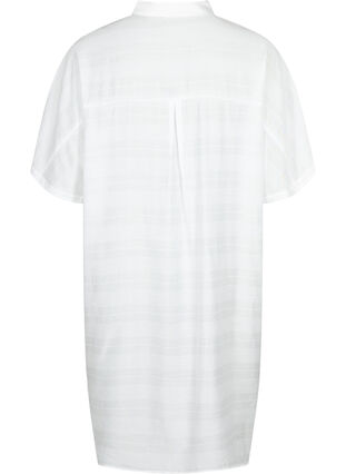 Lång skjorta i viskos med struktur, Bright White, Packshot image number 1