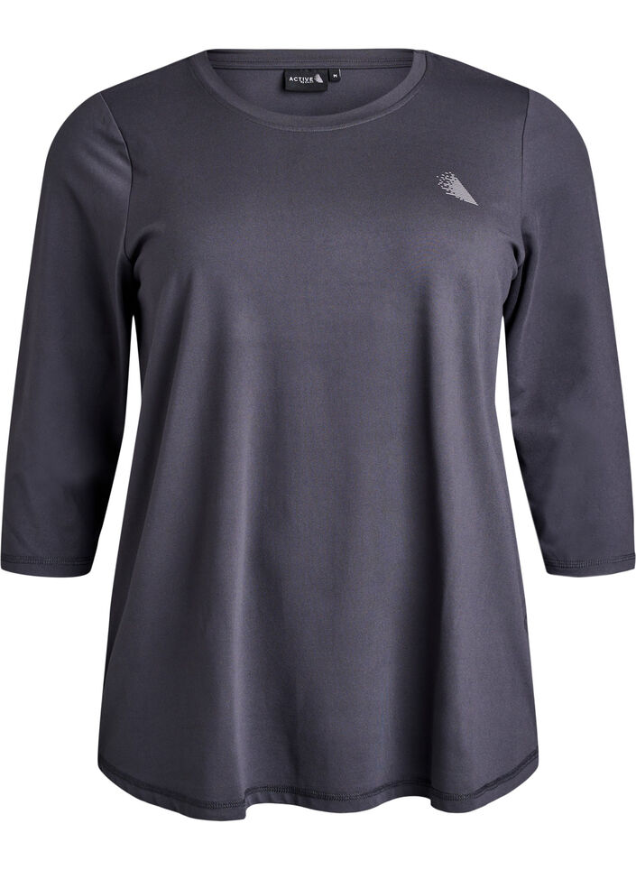 Tr&auml;ningsblus med trekvarts&auml;rm, Gr&aring;, Packshot image number 0