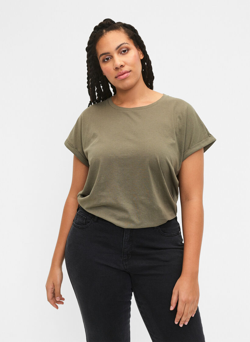 2-pack kort&auml;rmade t-shirtar, Gr&ouml;n, Model image number 0