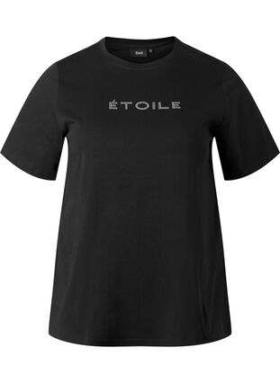 T-shirt i ekologisk bomull med text, Black ÉTOILE, Packshot image number 0
