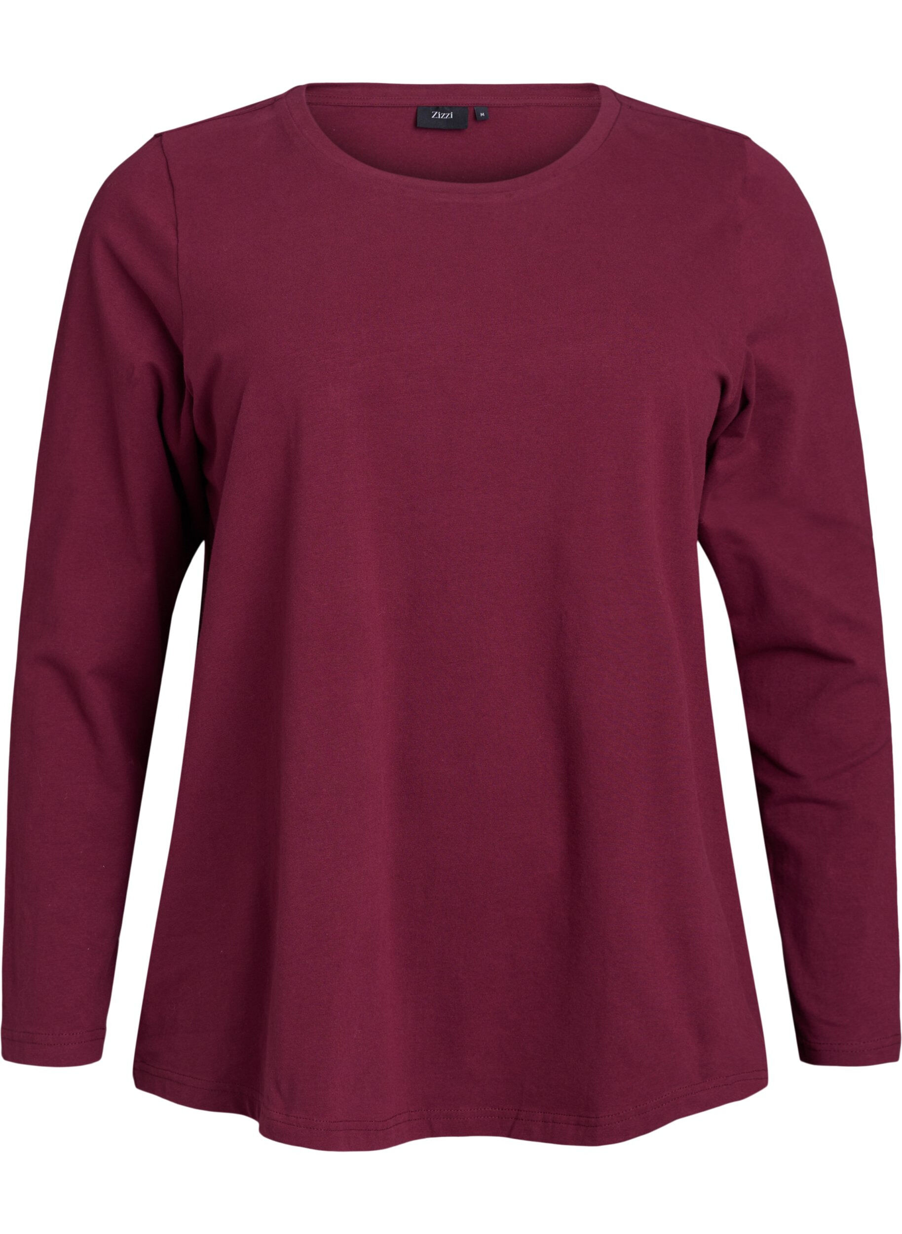 ZizziBaslinne i jersey med l&aring;nga &auml;rmar, M&ouml;rk Bordeaux, Packshot image number 0