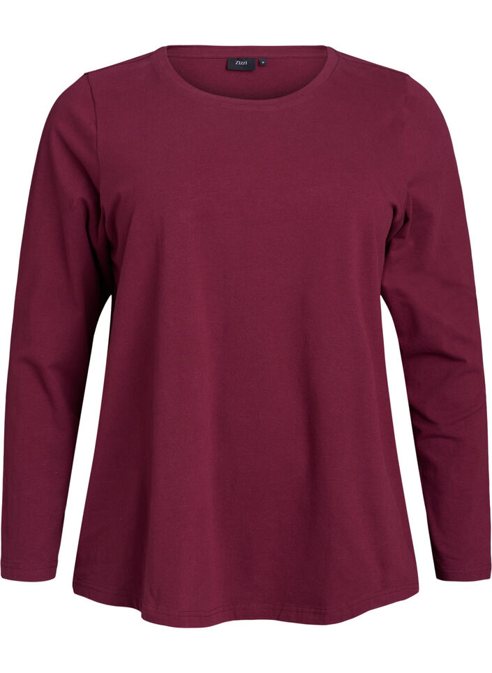 Baslinne i jersey med l&aring;nga &auml;rmar, M&ouml;rk Bordeaux, Packshot image number 0