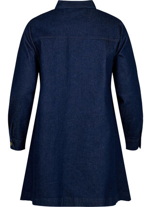 Denimklänning i a-linjeform med knappar, Dark Blue Denim, Packshot image number 1